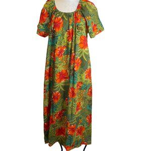 Sears Vintage Womens Dress Size XL Multicolor Tropical Muu Muu Caftan